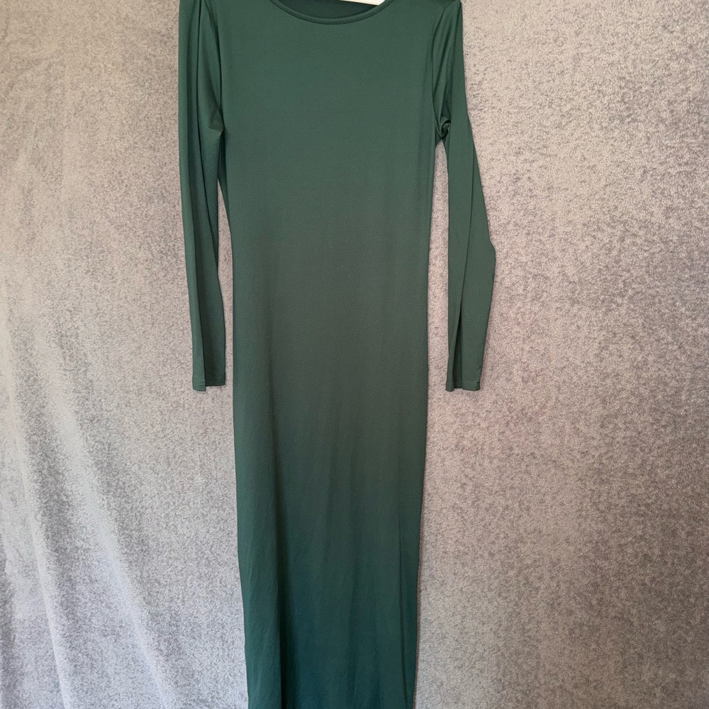 NWOT SHEIN bodycon maxi  Green Long Sleeve Dress L